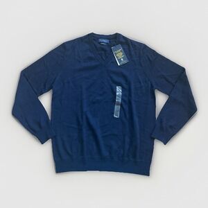 NWT Massimo Piombo Mens Medium 100% Merino Wool Sweater Blue Pullover Preppy NEW